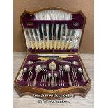 A VINERS EPNS 54 PIECE CUTTLERY SET IN WOODEN CASE
