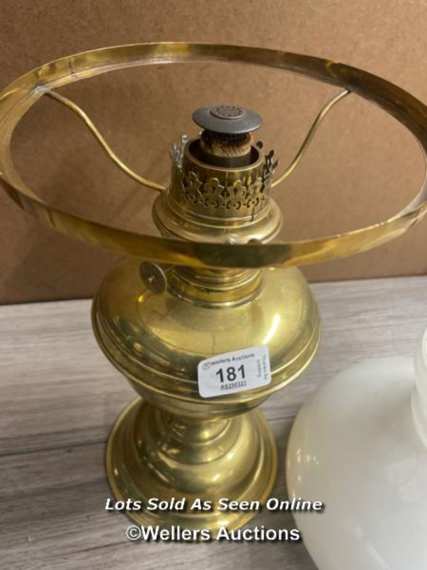 *BRASS OIL LAMP WITH MILK GLASS SHADE - Image 3 of 3