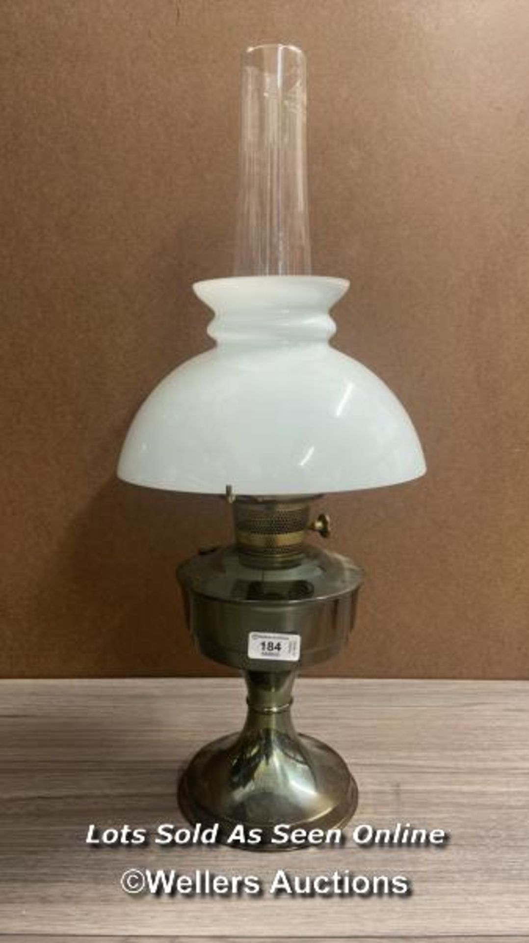 *ALADDIN METAL OIL LAMP WITH OPAQUE GLASS SHADE