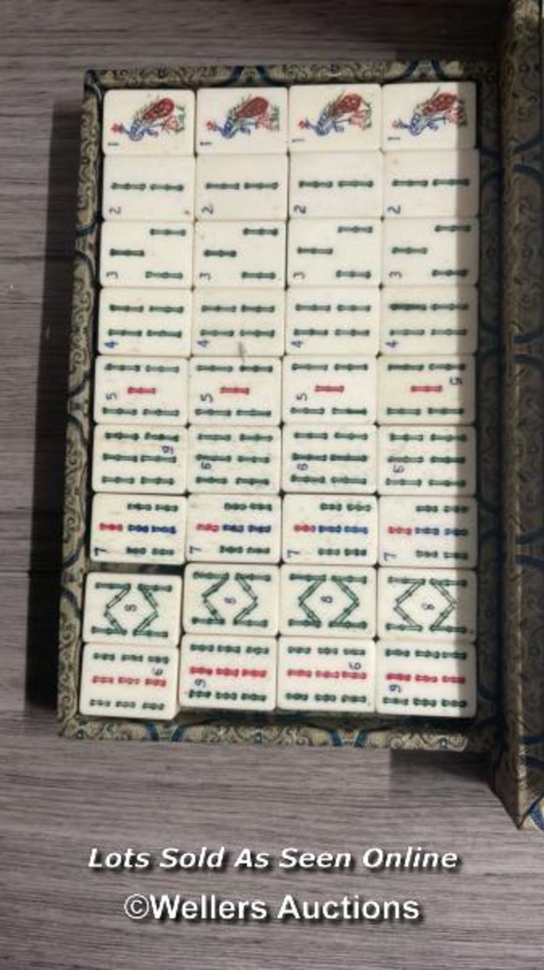 *VINTAGE BONE & BAMBOO MAHJONG SET COMPLETE IN SILK LINED CARRYING CASE - Image 3 of 7