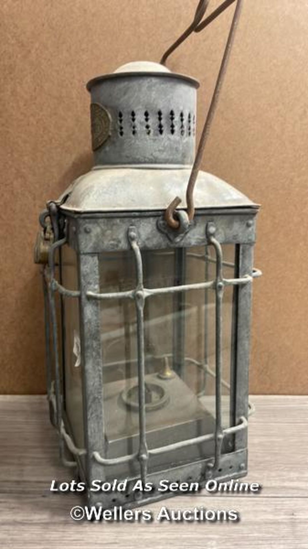 *C E HALLS METAL SQUARE LANTERN - Image 5 of 5