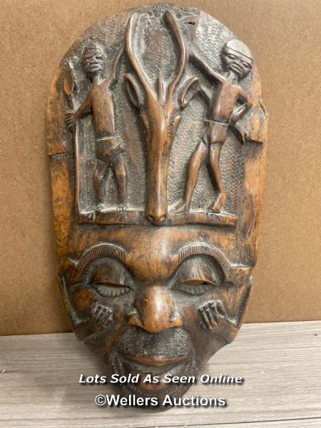 AFRICAN CARVED WOOD WALL MASK