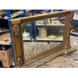 VICTORIAN STYLE GILT OVERMANTLE MIRROR, 140 X 84CM