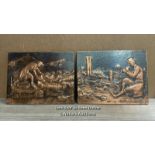 TWO COPPER REPOUSSE PICTURES FROM CYPRUS, ONE ENTITLED "THE SANCTUARY OF APOLLO HYLATES" , 30 X
