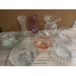 GLASSWARE INCLUDING BOWLS AND VASES