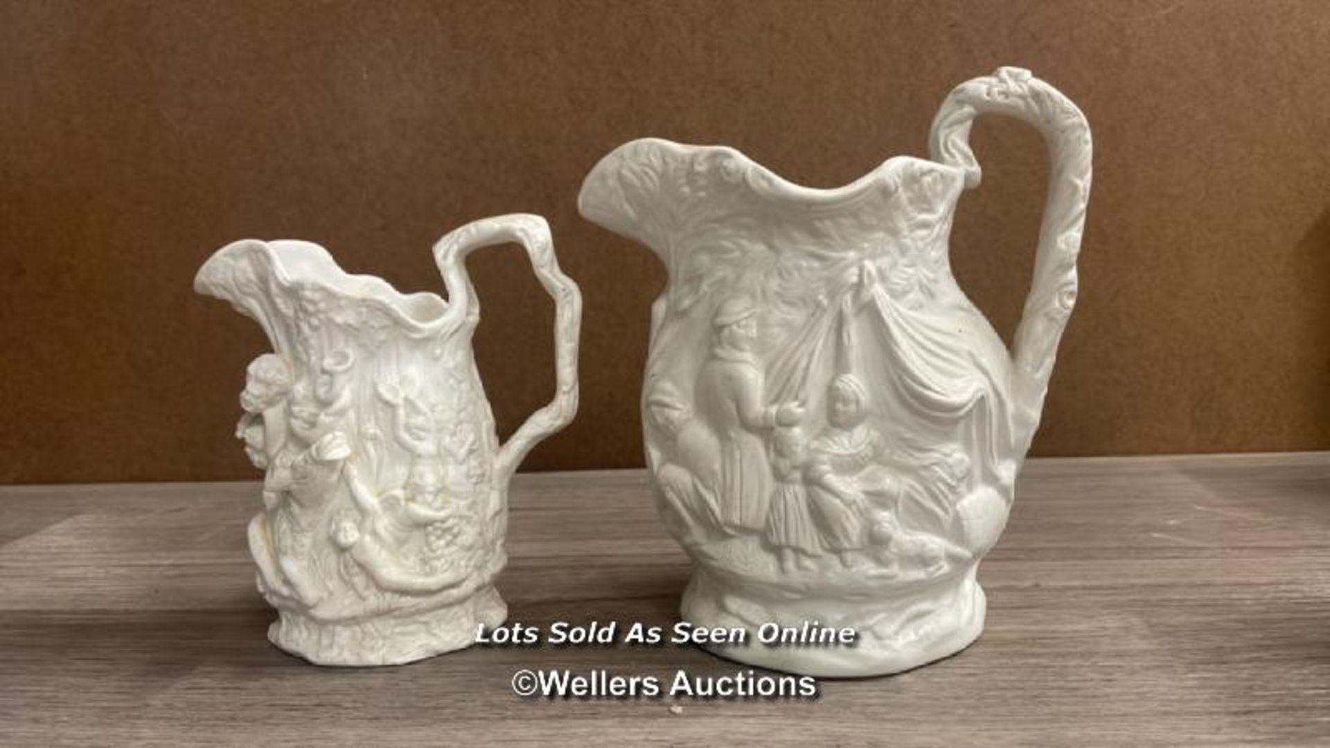 TWELVE PARIANWARE RELIEF MOULDED JUGS, COPELAND GARRET AND SAMUEL ALCOCK, OTHERS UNMARKED - Image 8 of 10