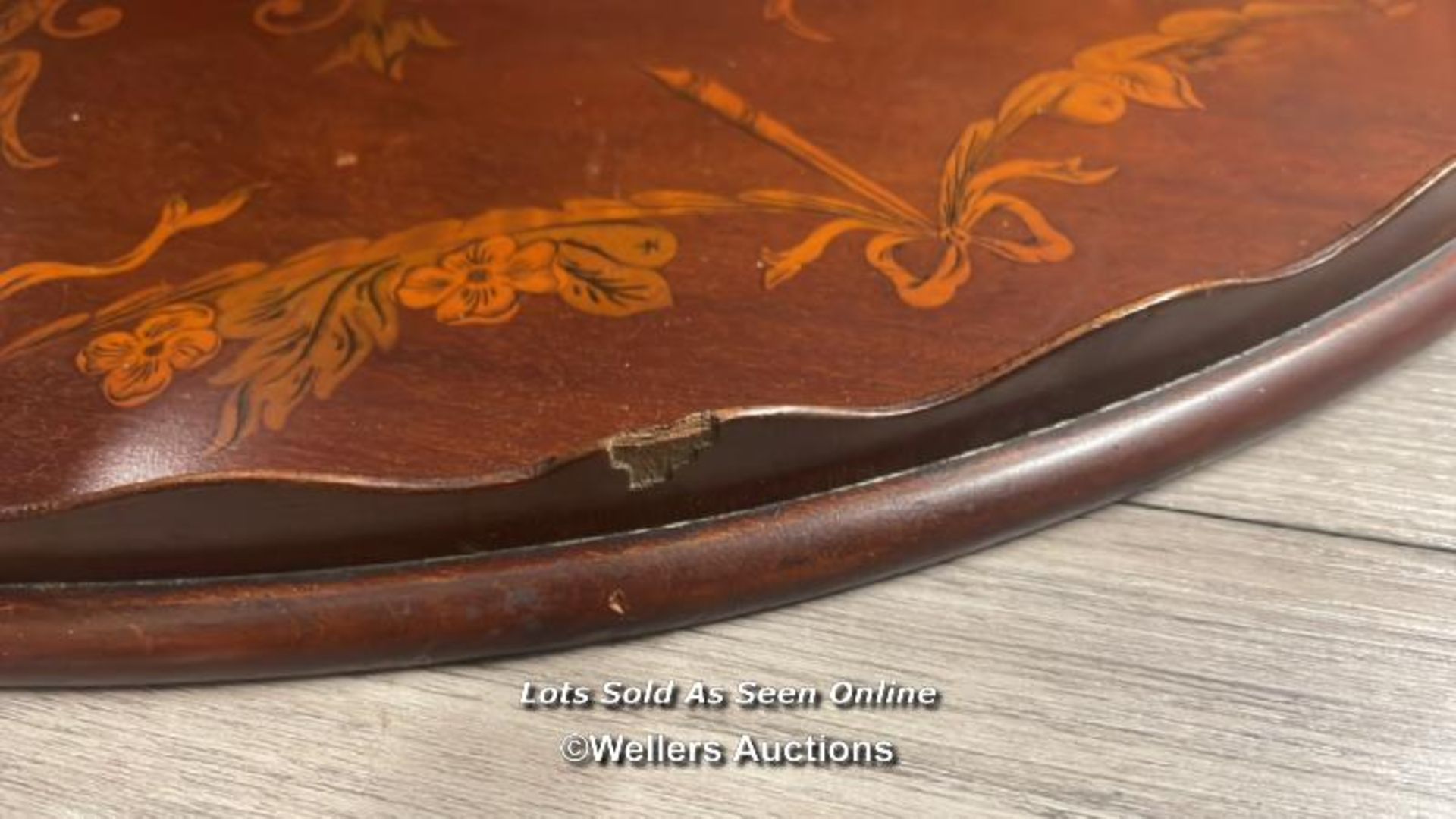 *SHERATON REVIVAL MAHOGANY SERVING TRAY, INLAID, ANTIQUE EDWARDIAN CIRCA 1900 - Image 4 of 5