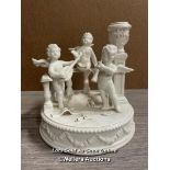 ITALIAN PORCELAIN CANDLEHOLDER MODELLED WITH CHERUB BAND