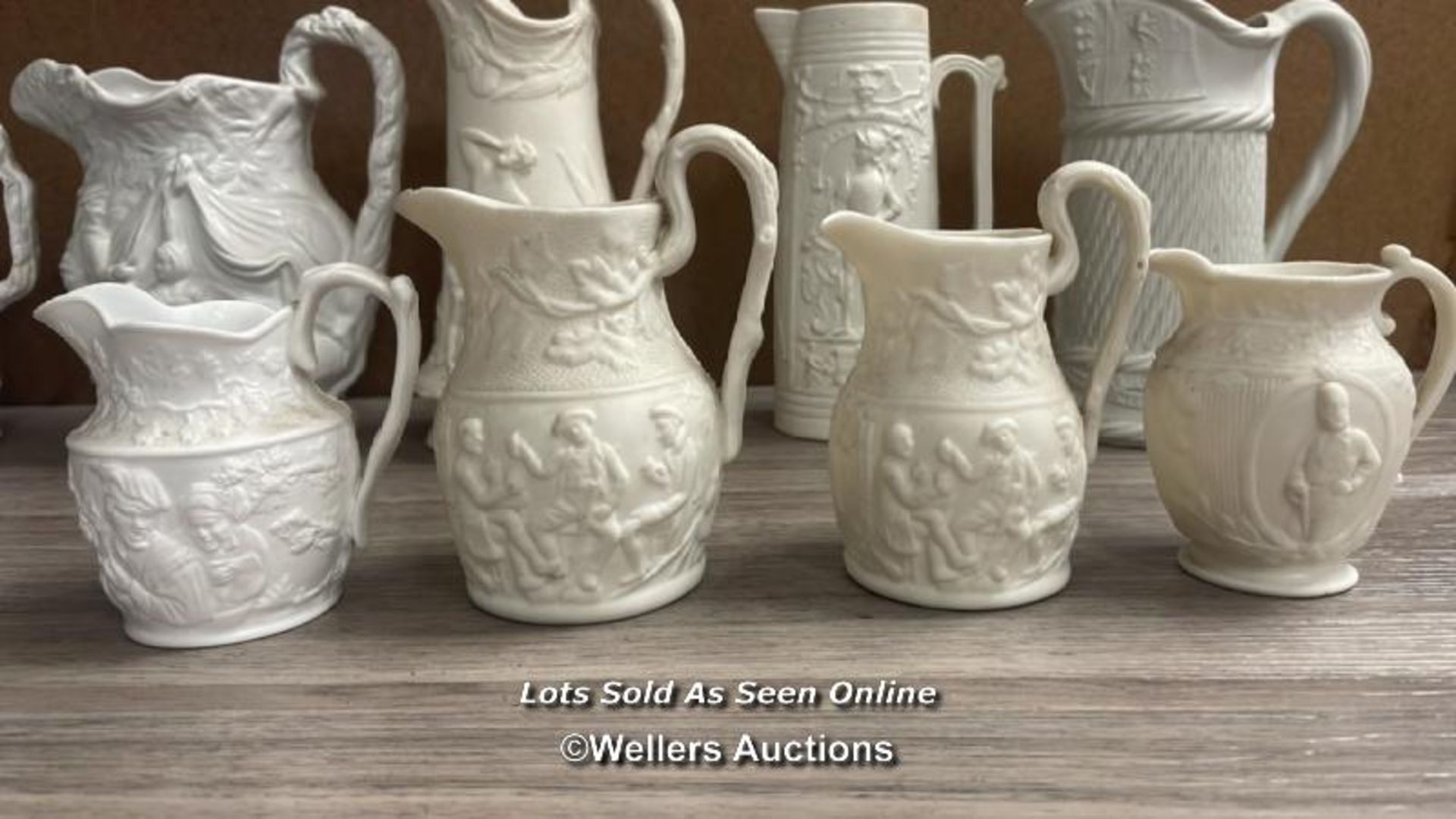 TWELVE PARIANWARE RELIEF MOULDED JUGS, COPELAND GARRET AND SAMUEL ALCOCK, OTHERS UNMARKED - Image 4 of 10