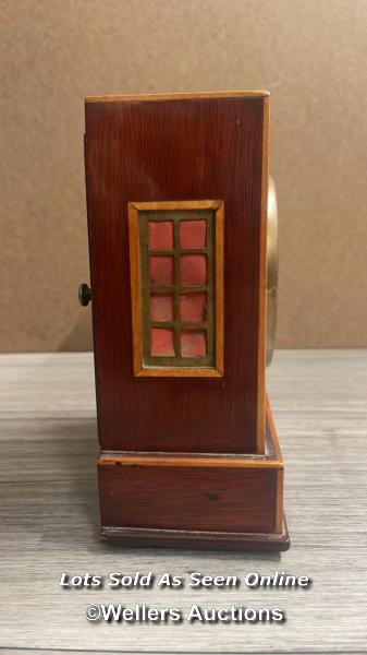 *ANTIQUE-GEORGIAN REPEATER STYLE MAHOGANY CLOCK WITH BELL CHIME-CIRCA 1905 - Image 4 of 6