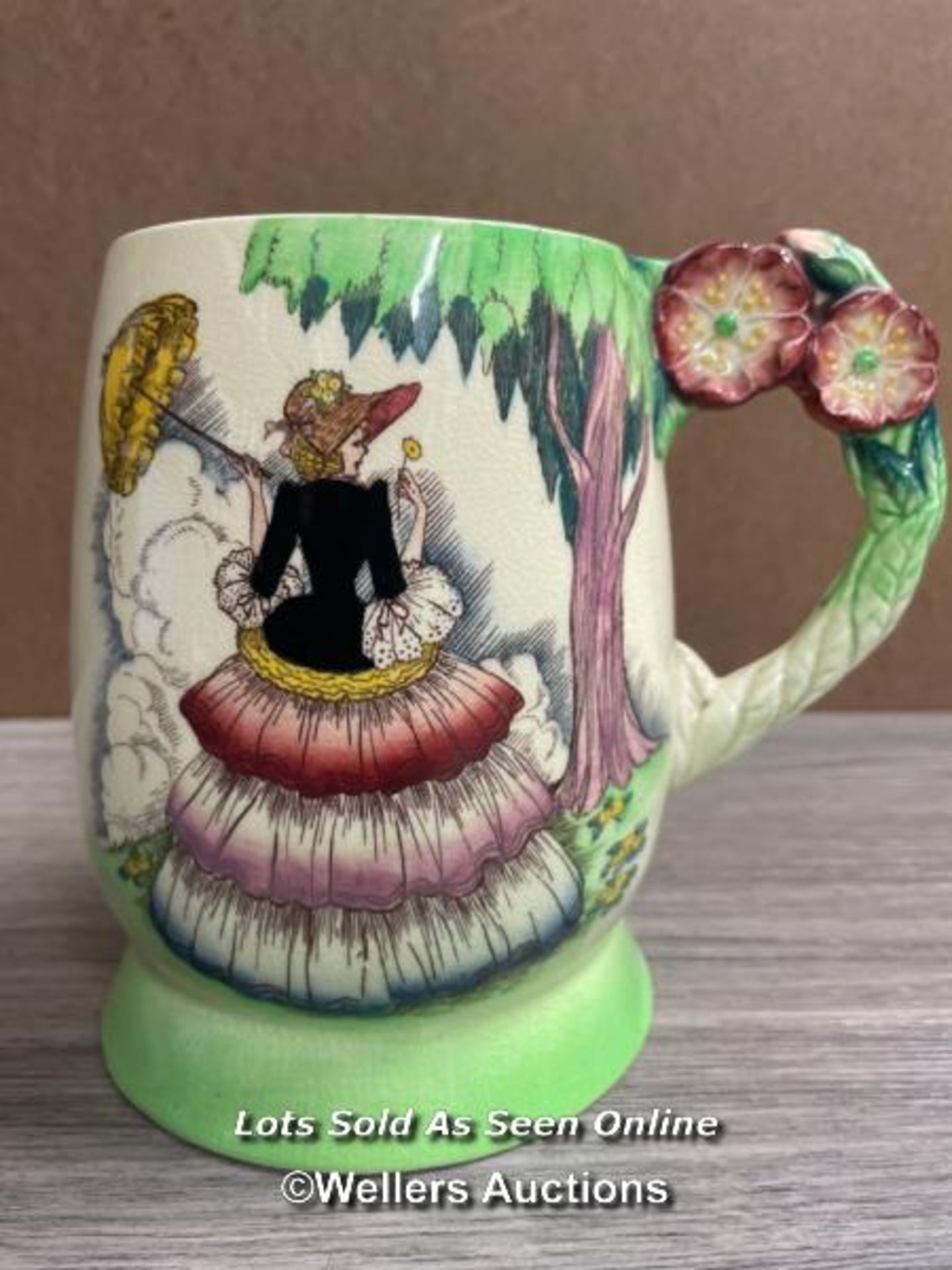 CARLTON WARE MUSICAL TANKARD WITH FLOWER MOULDED HANDLE - Image 2 of 3