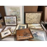 ASSORTED PRINTS AND PICTURES INCLUDING ORIGINAL WATER COLOURS AND PASTIL DRAWINGS (22)