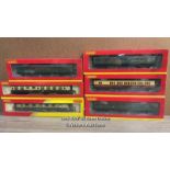 HORNBY 00 GAUGE: SIX COACHES, BOXED, SEE PHOTOS FOR DETAILS