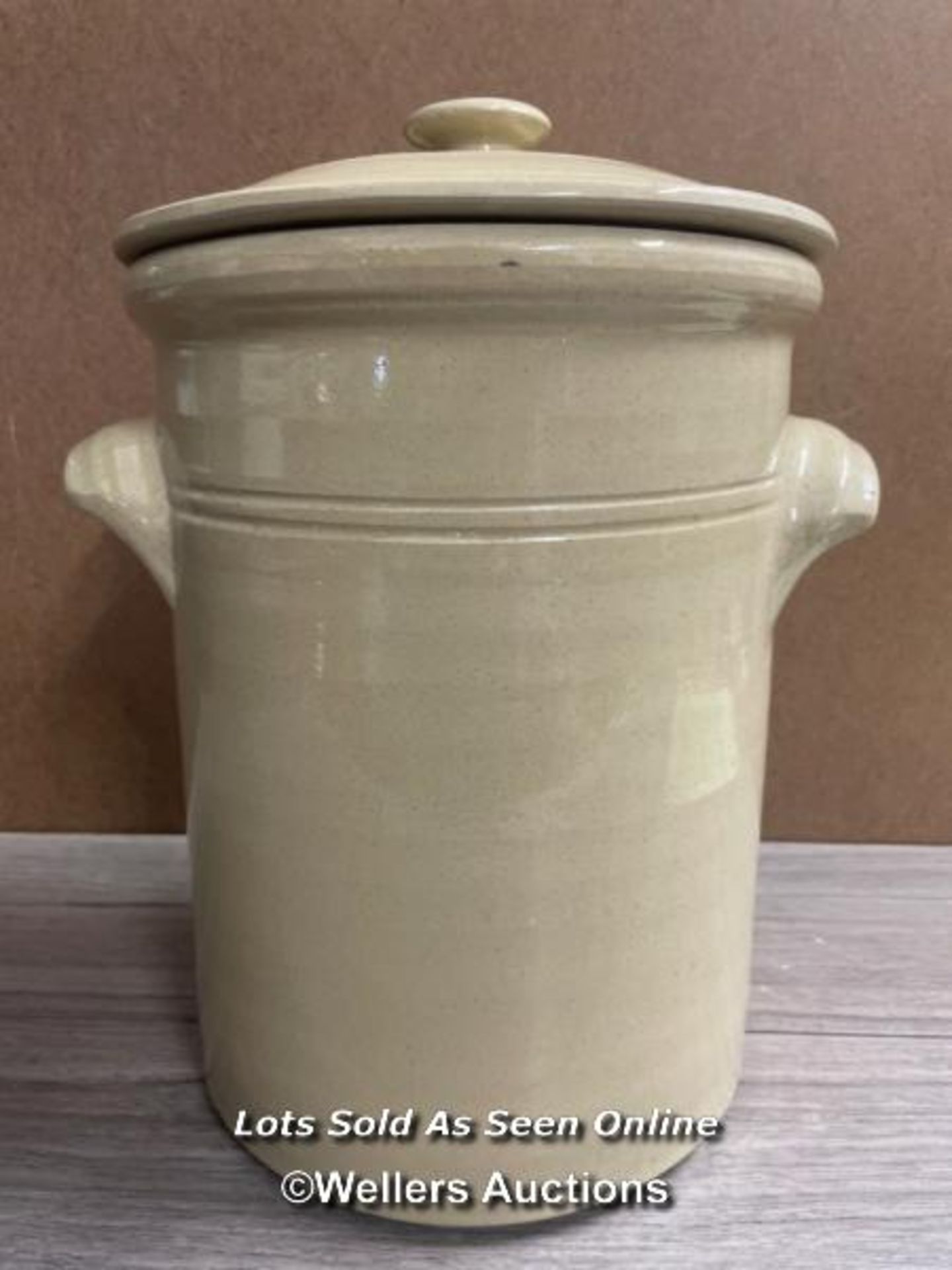 PEARSONS OF CHESTERFIELD STONEWARE JAR WITH LID 36CM HIGH