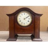 *ANTIQUE FRENCH MAHOGANY MANTEL CLOCK PLATFORM ESCAPE MOV. 21.8X20X8CM INLAID / WITH KEY