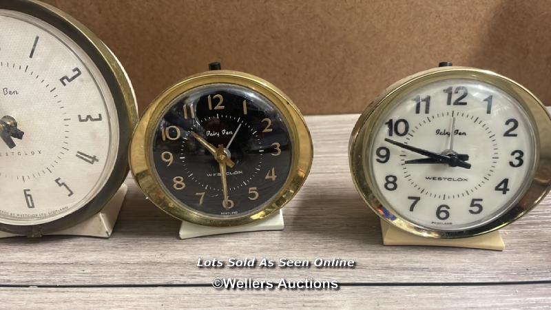 SIX WESTCLOX ALARM CLOCKS INCLUDING BIG BEN; ANOTHER EXAMPLE BY JUNGHANS - Image 4 of 4