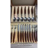 VINTAGE GLOSS WOOD CUTLERY MISSING ONE FORK