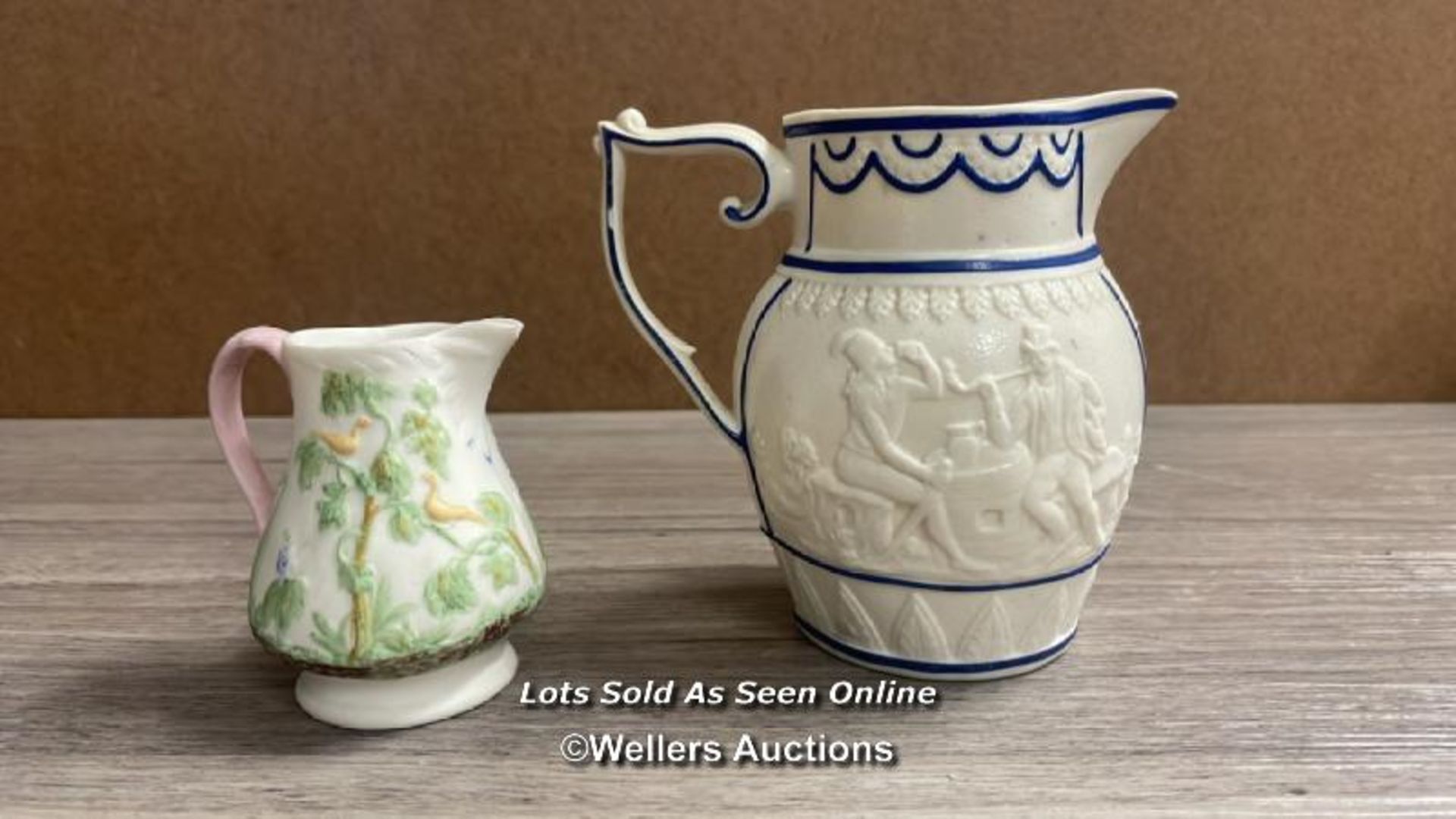 CAPATIN HARDY/ADMIRAL NELSON PRATTWARE JUG; SUNDERLAND LUSTRE JUG; TWO SMALLER JUGS - Image 9 of 10