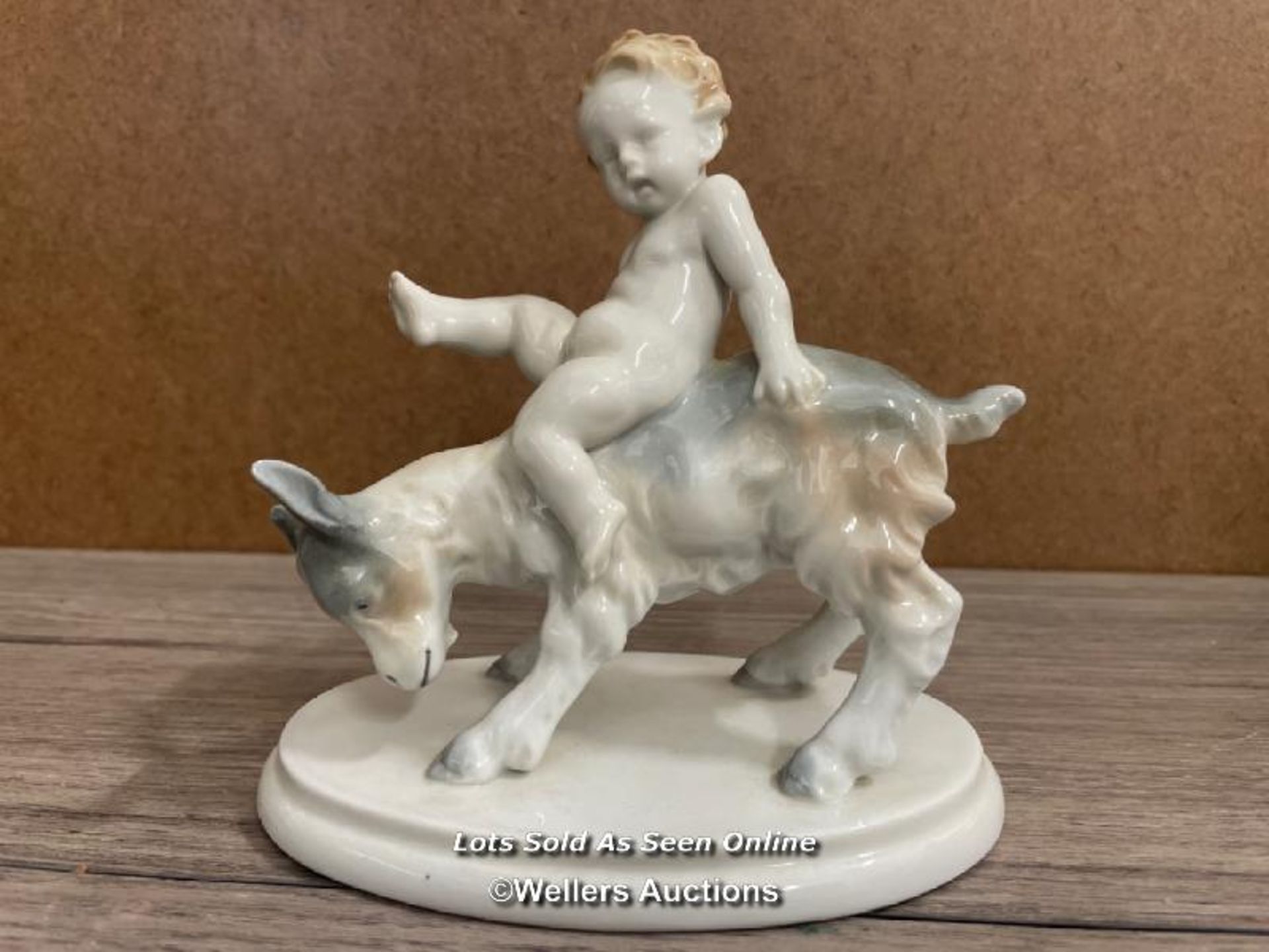 A METZLER & ORLOFF PORCELAIN BOY ON A DONKEY NO.6675, 1.5CM HIGH, VERY GOOD CONDTITION