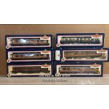 BACHMANN 00 GAUGE: SIX CARRIAGES, BOXED, SEE PHOTOS FOR DETAILS