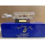 MAYFLOWER GLASS SHIP IN A BOTTLE "SANTAMARI" BOXED