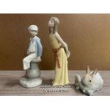 THREE LLADRO FIGURES: SAILOR BOY, RABBIT, YOUNG LADY