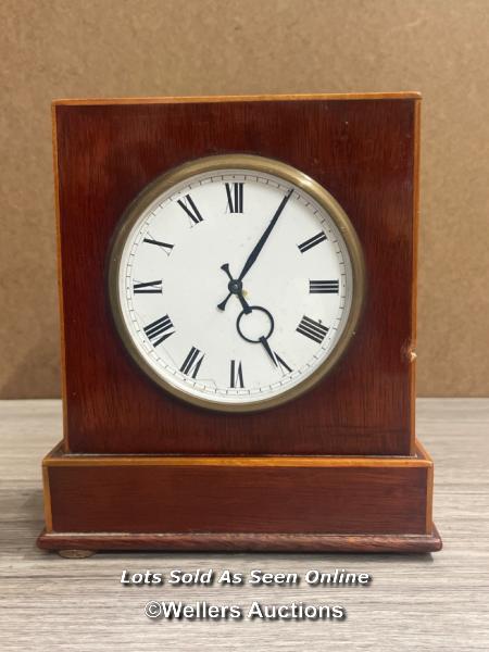 *ANTIQUE-GEORGIAN REPEATER STYLE MAHOGANY CLOCK WITH BELL CHIME-CIRCA 1905