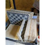 *BOX OF ASSORTED DECORATIVE CHESS BOARDS / ALL LOTS ARE LOCATED AT AUTHENTIC RECLAMATION TN5 7EF