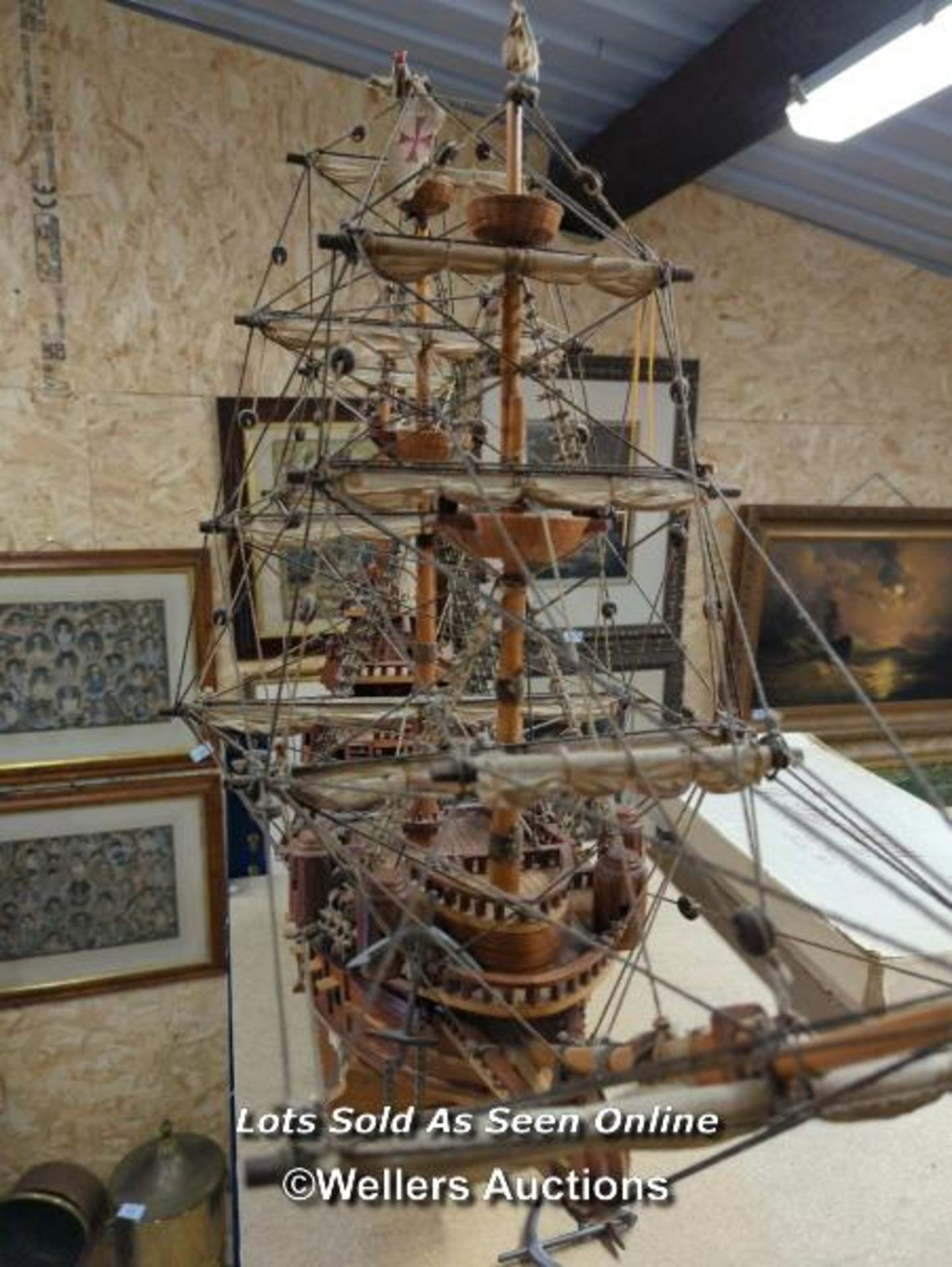 *LARGE WOODEN MODEL GALLEON / ALL LOTS ARE LOCATED AT AUTHENTIC RECLAMATION TN5 7EF - Image 10 of 10