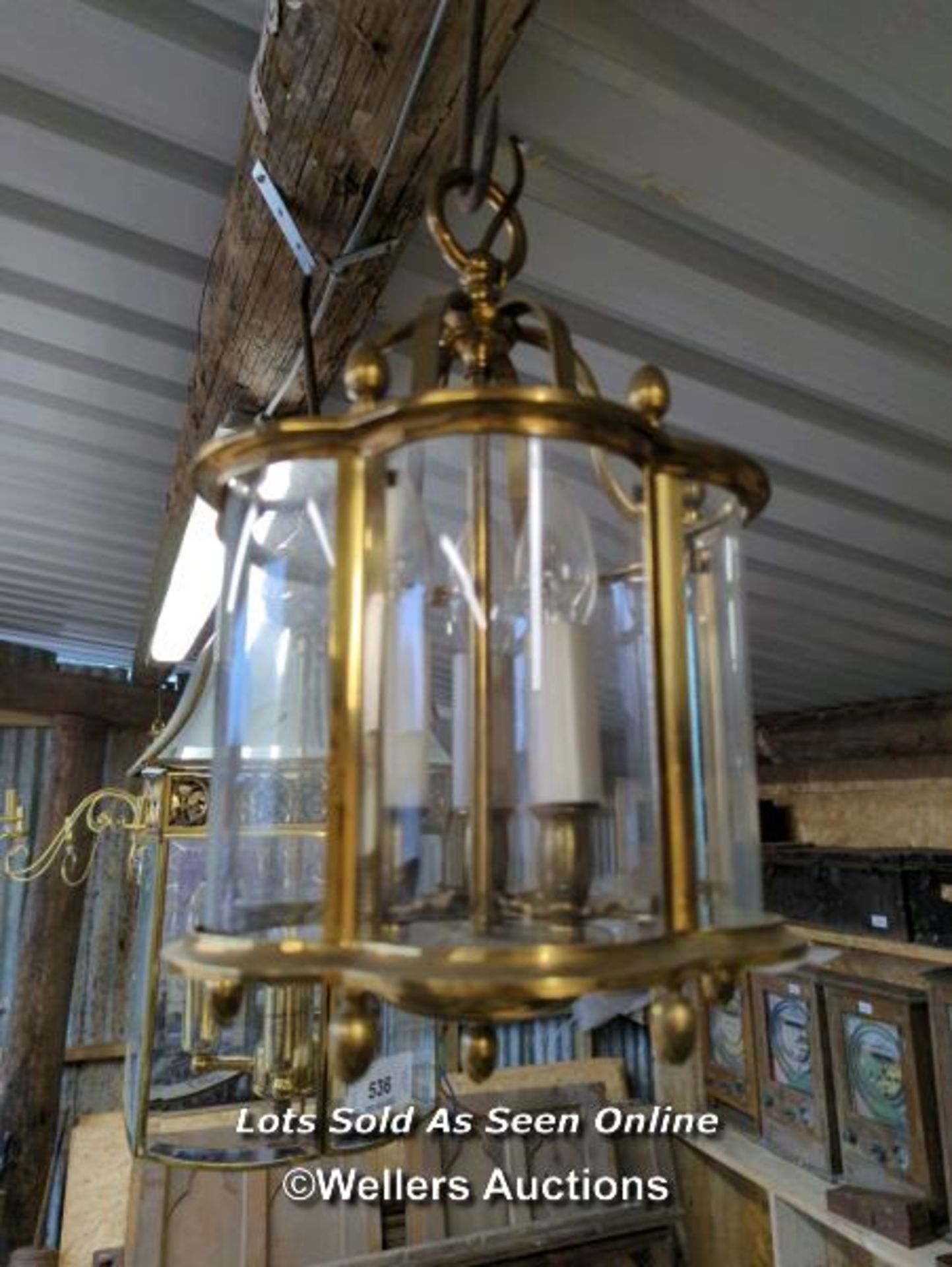 *CEILING LANTERN WITH THREE LIGHTS, 16 INCHES HIGH / ALL LOTS ARE LOCATED AT AUTHENTIC RECLAMATION - Image 2 of 3