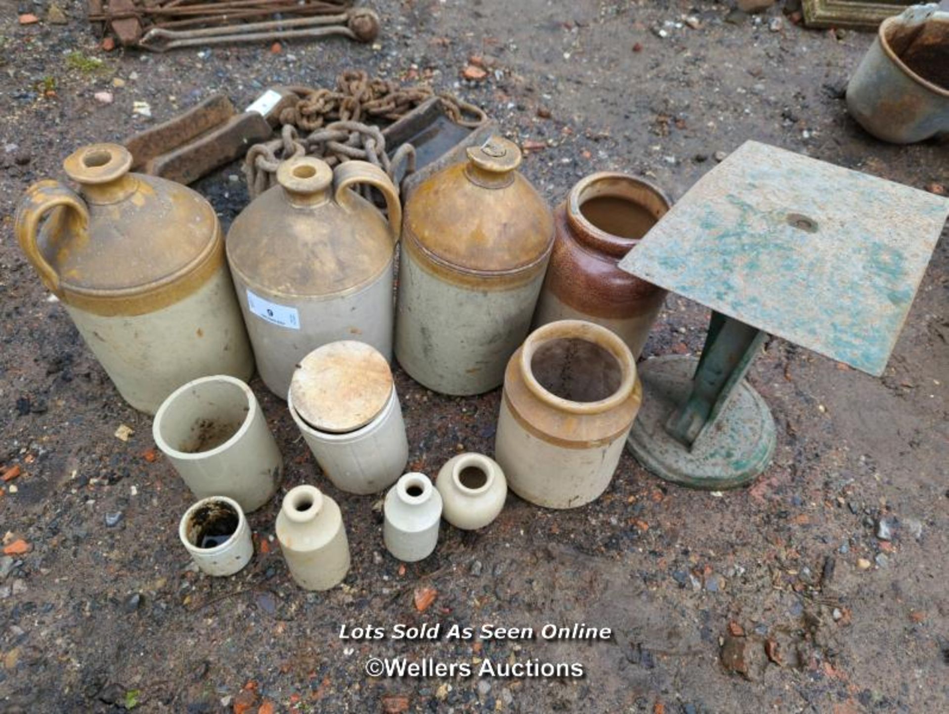 *COLLECTION OF STONE JARS AND SCALES / ALL LOTS ARE LOCATED AT AUTHENTIC RECLAMATION TN5 7EF