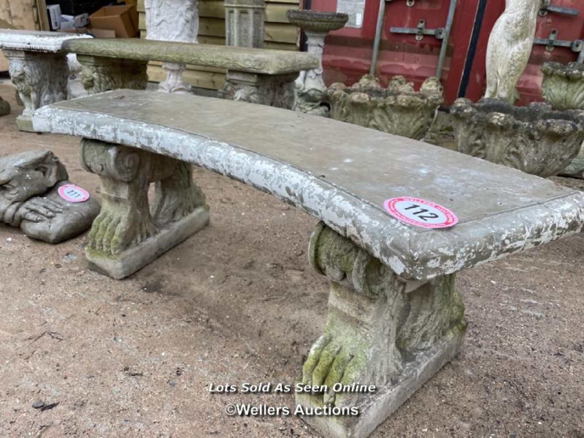 *CURVED CONCRETE GARDEN BENCH, 18 HIGH X 51 WIDE X 16 DEEP / ALL LOTS ARE LOCATED AT AUTHENTIC - Image 2 of 3