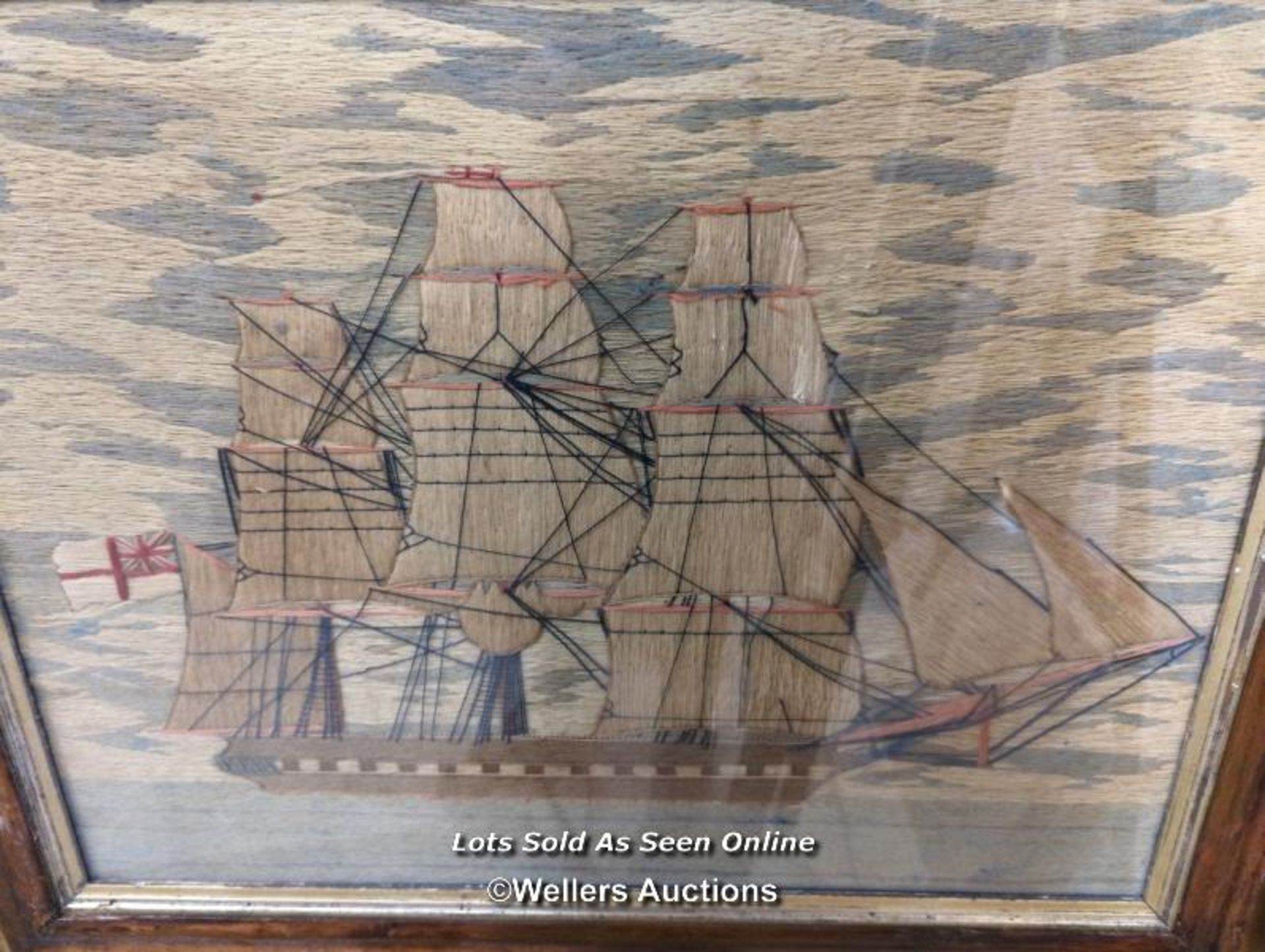 *FRAMED AND GLAZED TAPESTRY OF AN GALLEON, 24 X 20 / ALL LOTS ARE LOCATED AT AUTHENTIC RECLAMATION - Image 2 of 3