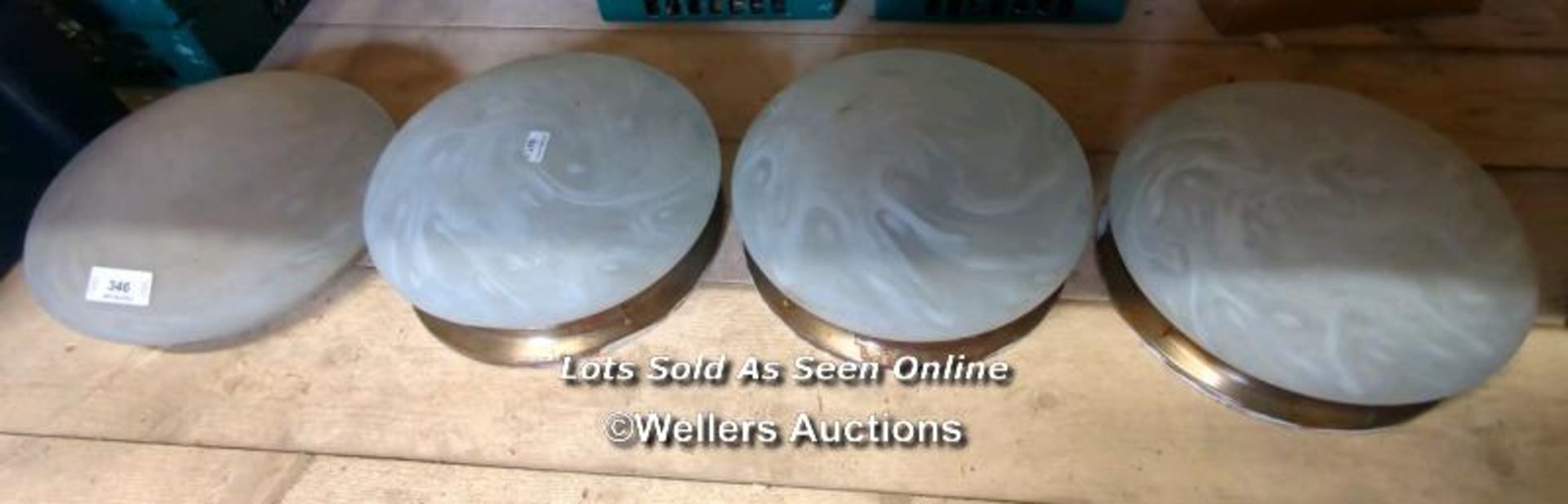 *FOUR CEILING LIGHTS WITH OPAQUE GLASS SHADES / ALL LOTS ARE LOCATED AT AUTHENTIC RECLAMATION TN5