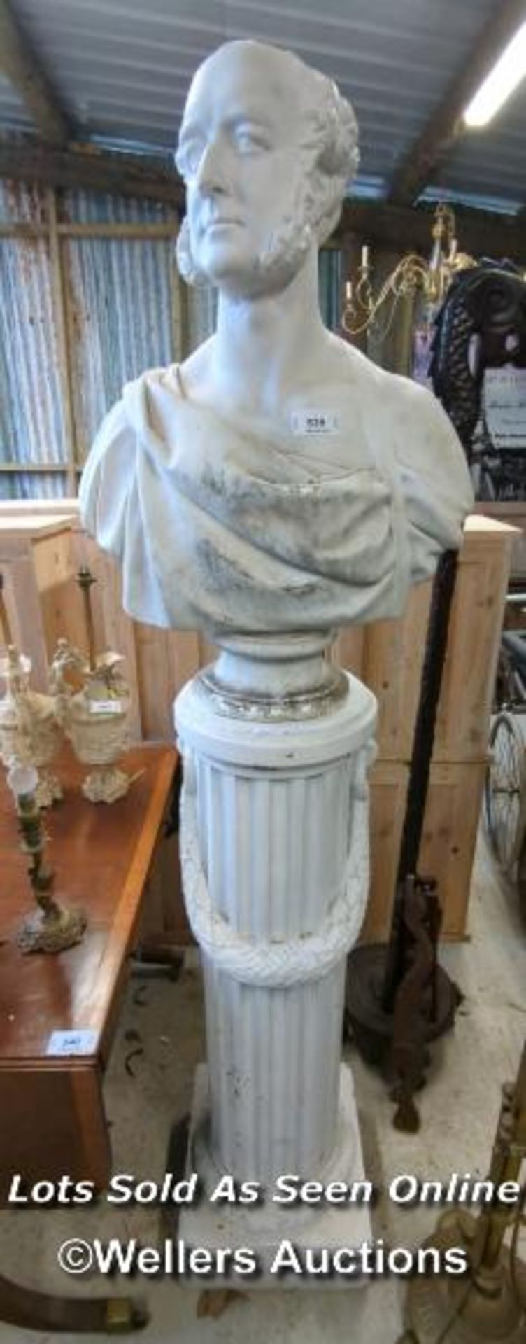 *LARGE BUST ON PLINTH, TOTAL HEIGHT 77 INCHES / ALL LOTS ARE LOCATED AT AUTHENTIC RECLAMATION TN5