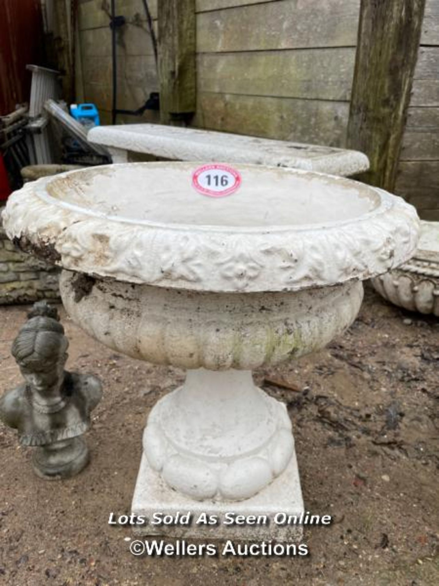 *CONCRETE GARDEN URN, 60 HIGH X 60 WIDE / ALL LOTS ARE LOCATED AT AUTHENTIC RECLAMATION TN5 7EF