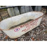 *GALVANISED BATH TUB, 15 HIGH X 47 LONG X 23 DEEP / ALL LOTS ARE LOCATED AT AUTHENTIC RECLAMATION
