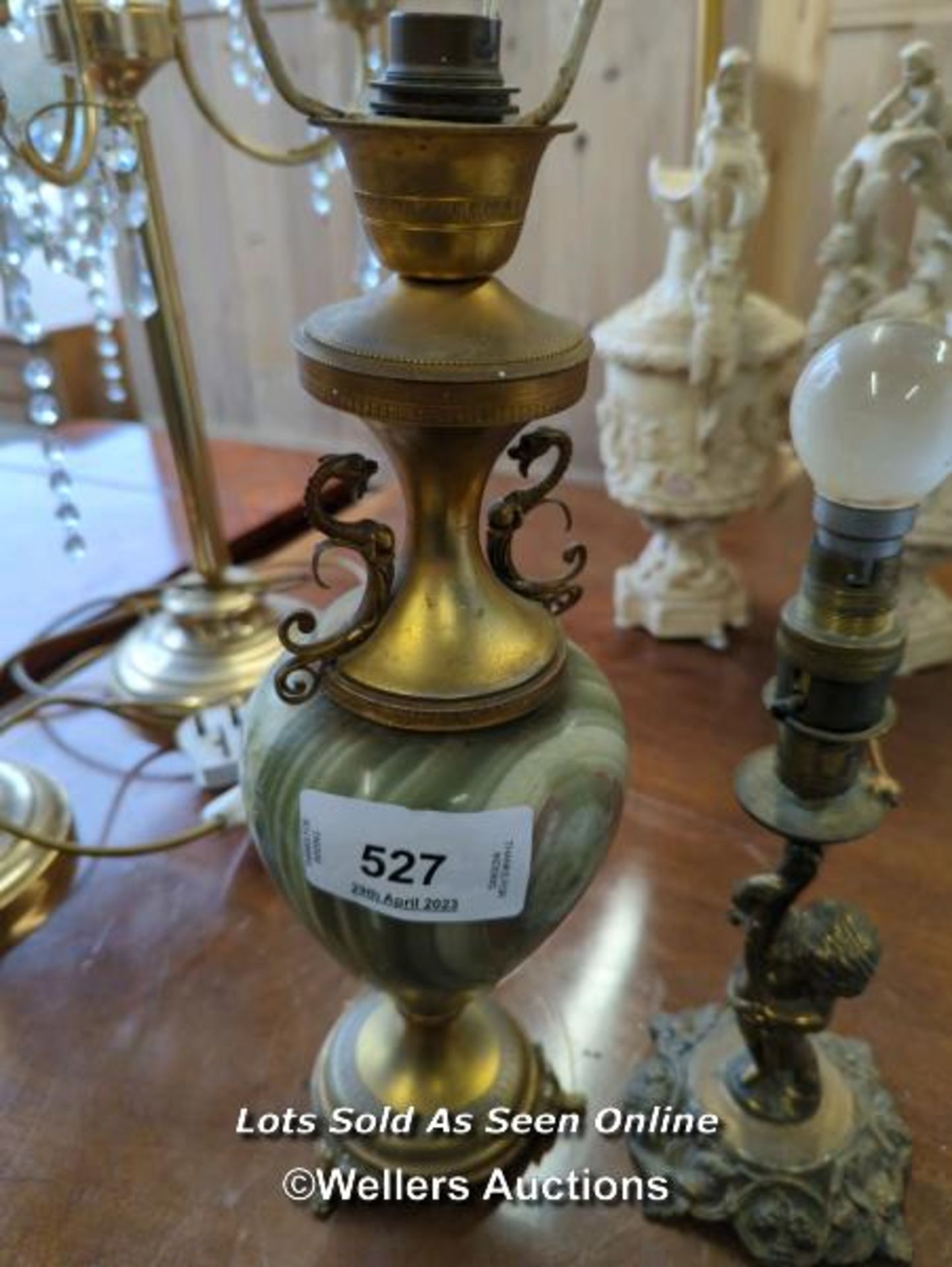 *TWO VARIOUS TABLE LAMPS, BOTH CONVERTED TO ELECTRIC / ALL LOTS ARE LOCATED AT AUTHENTIC RECLAMATION - Image 2 of 3