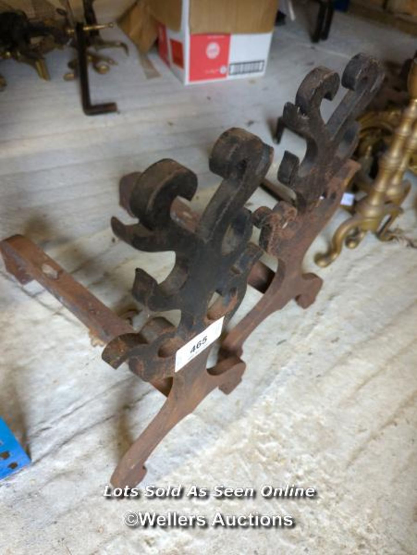 *PAIR OF CAST IRON FIRE DOGS, 16 HIGH X 18 LONG / ALL LOTS ARE LOCATED AT AUTHENTIC RECLAMATION - Image 2 of 2