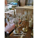 *PAIR OF THREE BRANCH DECORATIVE TABLE LAMPS, 70 INCHES HIGH / ALL LOTS ARE LOCATED AT AUTHENTIC