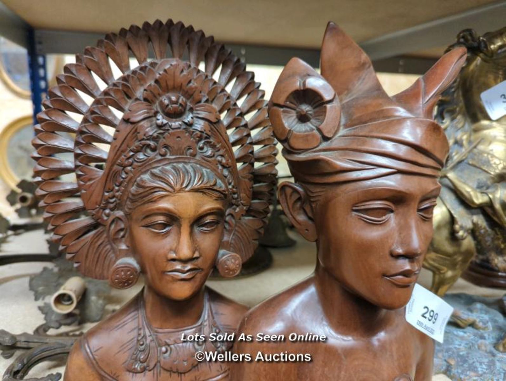 *TWO KLUNGKUNC BALI WOODEN CARVED BUSTS / ALL LOTS ARE LOCATED AT AUTHENTIC RECLAMATION TN5 7EF - Image 2 of 2