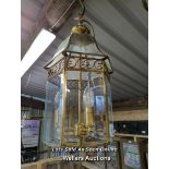 *CEILING LANTERN WITH THREE LIGHTS, 22 INCHES HIGH / ALL LOTS ARE LOCATED AT AUTHENTIC RECLAMATION