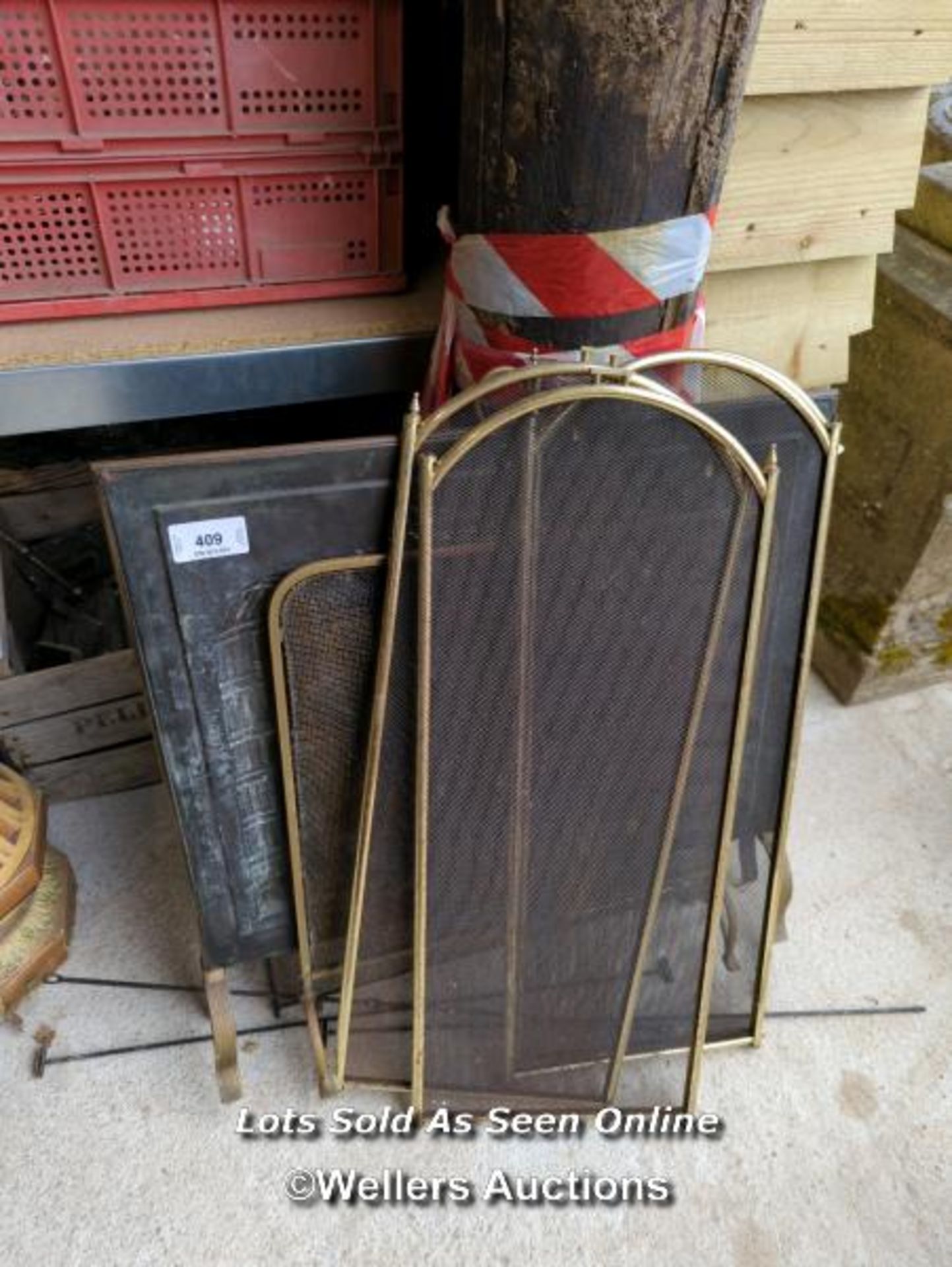 *PARTS OF FIRE GUARD AND DECORATIVE METAL COVER, COVER IS 28 HIGH X 28 WIDE / ALL LOTS ARE LOCATED