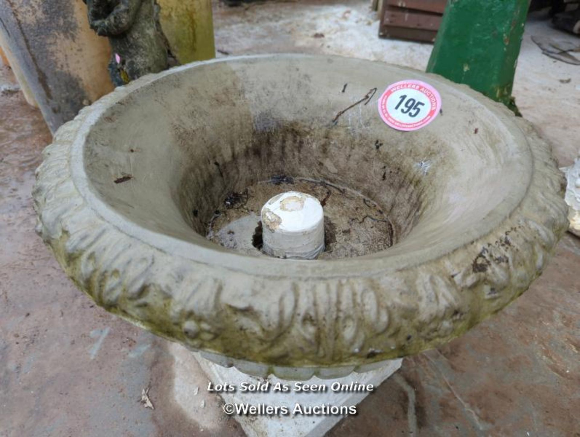 *CONCRETE URN ON A RESIN BASE, 21 HIGH X 24 DIAMETER / ALL LOTS ARE LOCATED AT AUTHENTIC RECLAMATION - Image 3 of 3