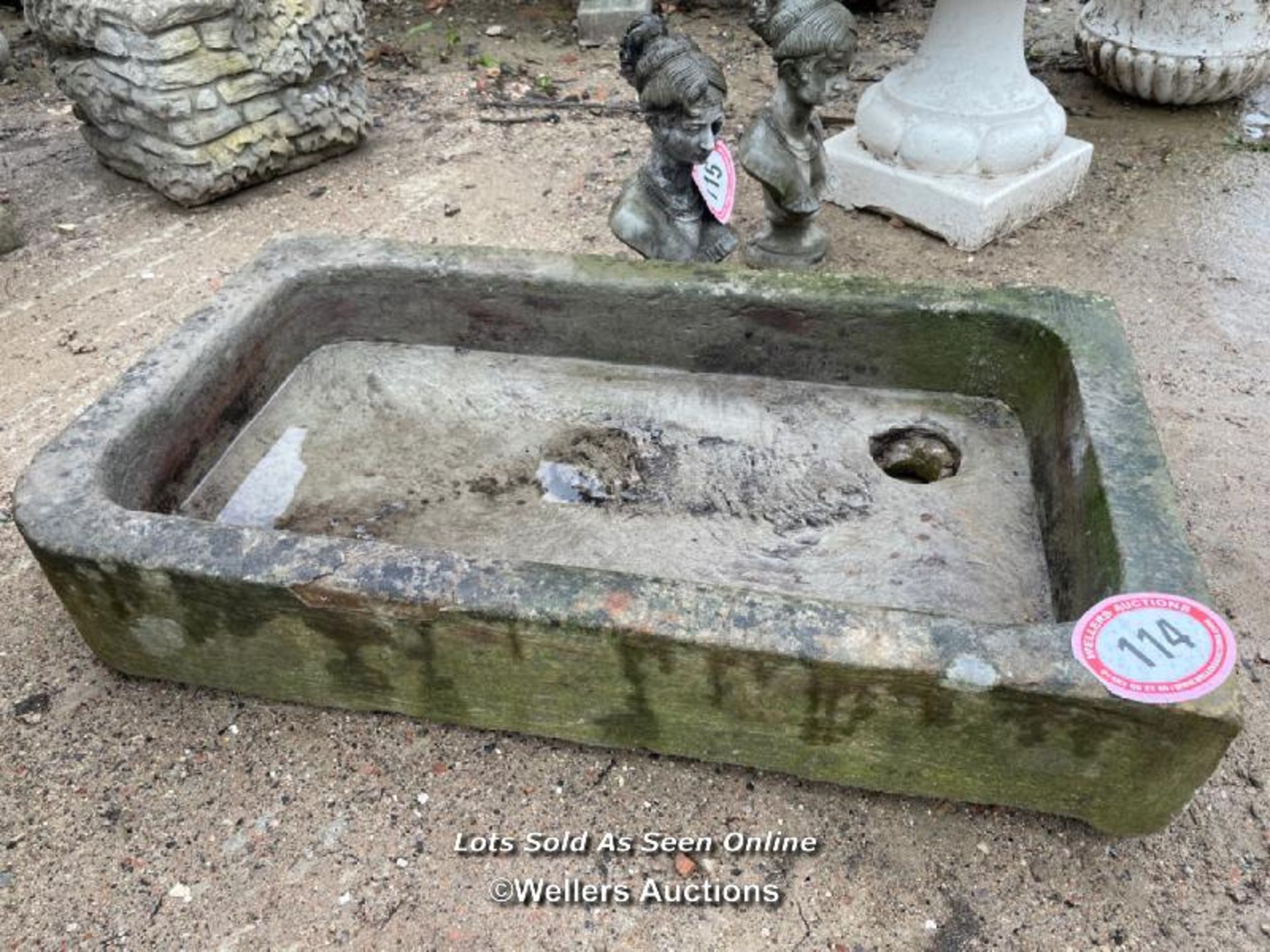 *STONE SINK, 7 HIGH X 35 WIDE X 20 DEEP / ALL LOTS ARE LOCATED AT AUTHENTIC RECLAMATION TN5 7EF