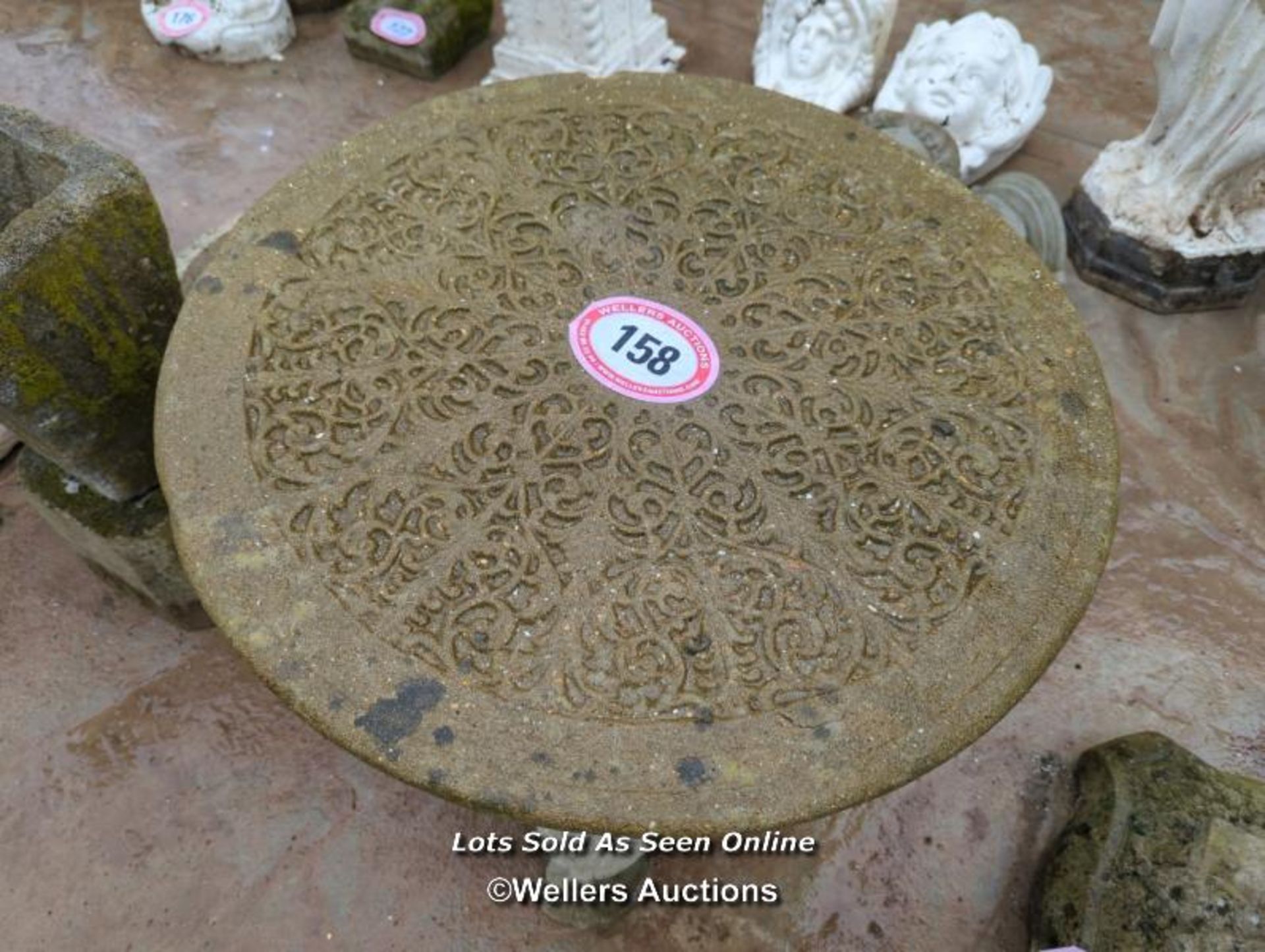 *CONCRETE TABLE ON A TRIO OF FISH PEDESTAL, 20 HIGH X 25 DIAMETER / ALL LOTS ARE LOCATED AT - Image 3 of 3