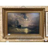 *LARGE FRAMED PAINTING OF A GALLEON AT SEA, 44 X 32 / ALL LOTS ARE LOCATED AT AUTHENTIC