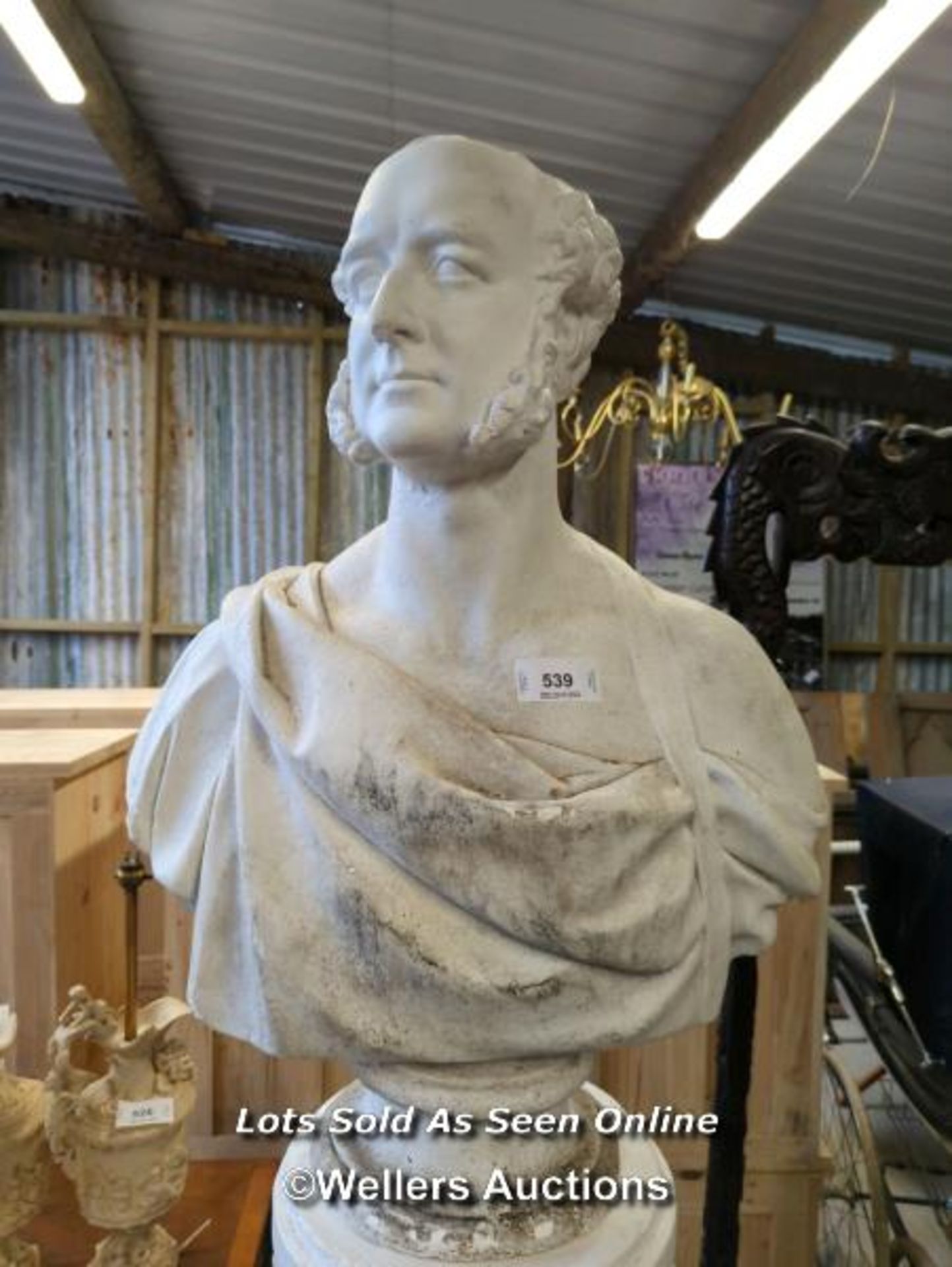 *LARGE BUST ON PLINTH, TOTAL HEIGHT 77 INCHES / ALL LOTS ARE LOCATED AT AUTHENTIC RECLAMATION TN5 - Image 2 of 4