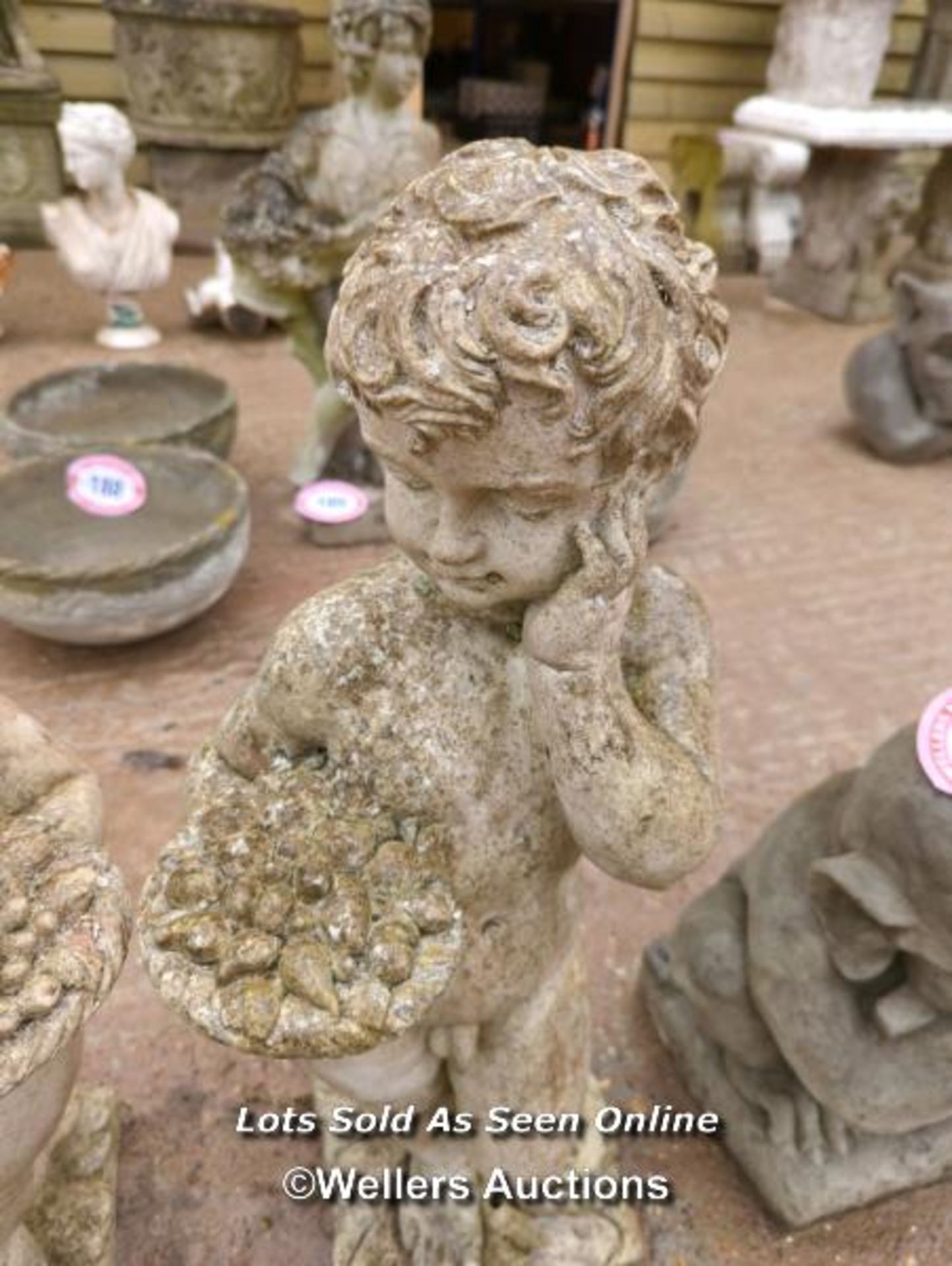 *PAIR OF CHERUBS, ONE MALE AND ONE FEMALE, BOTH 28 INCHES HIGH / ALL LOTS ARE LOCATED AT AUTHENTIC - Image 3 of 4
