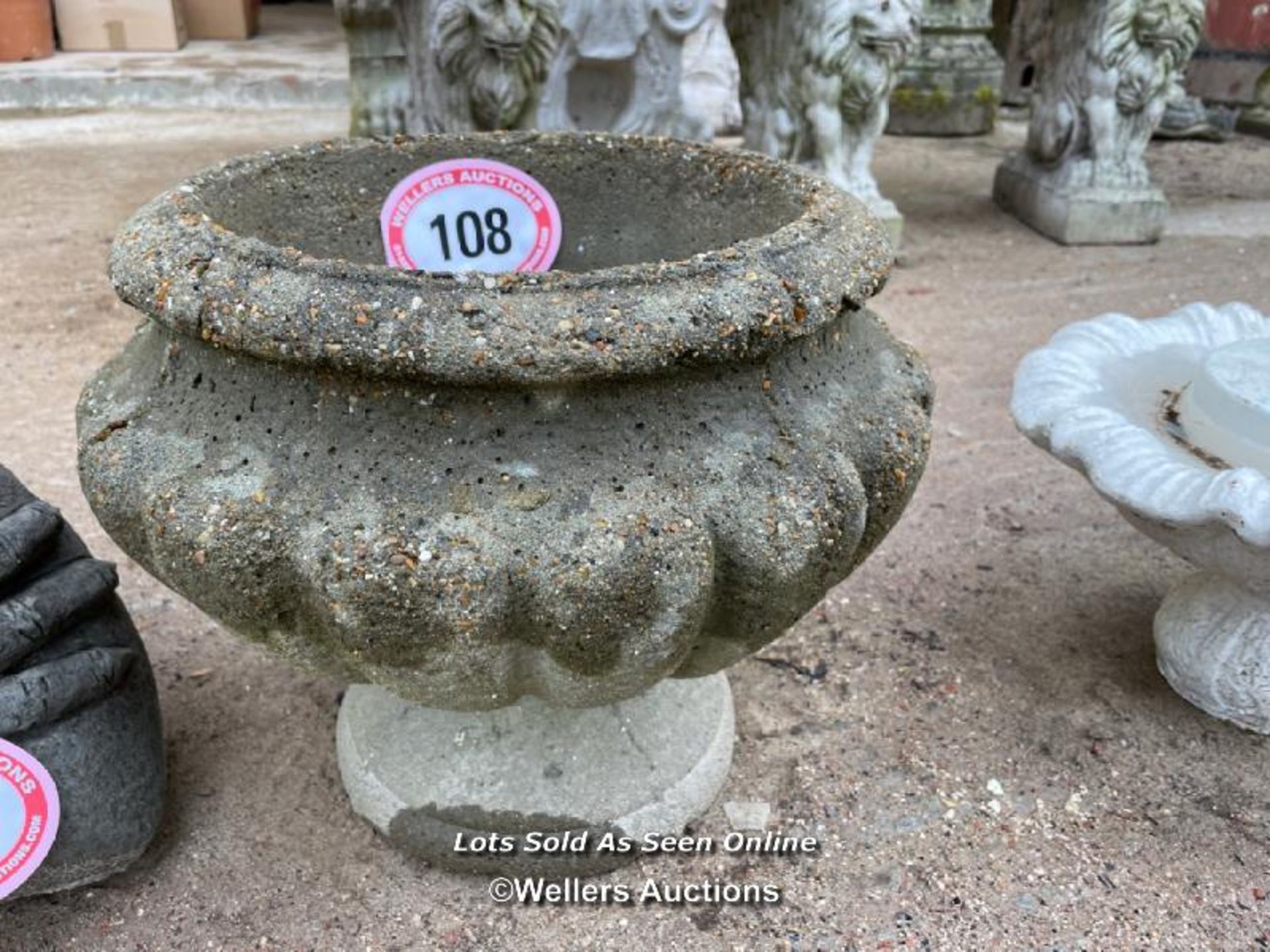 *CONCRETE GARDEN URN, 14 HIGH X 14 DIAMETER / ALL LOTS ARE LOCATED AT AUTHENTIC RECLAMATION TN5 7EF